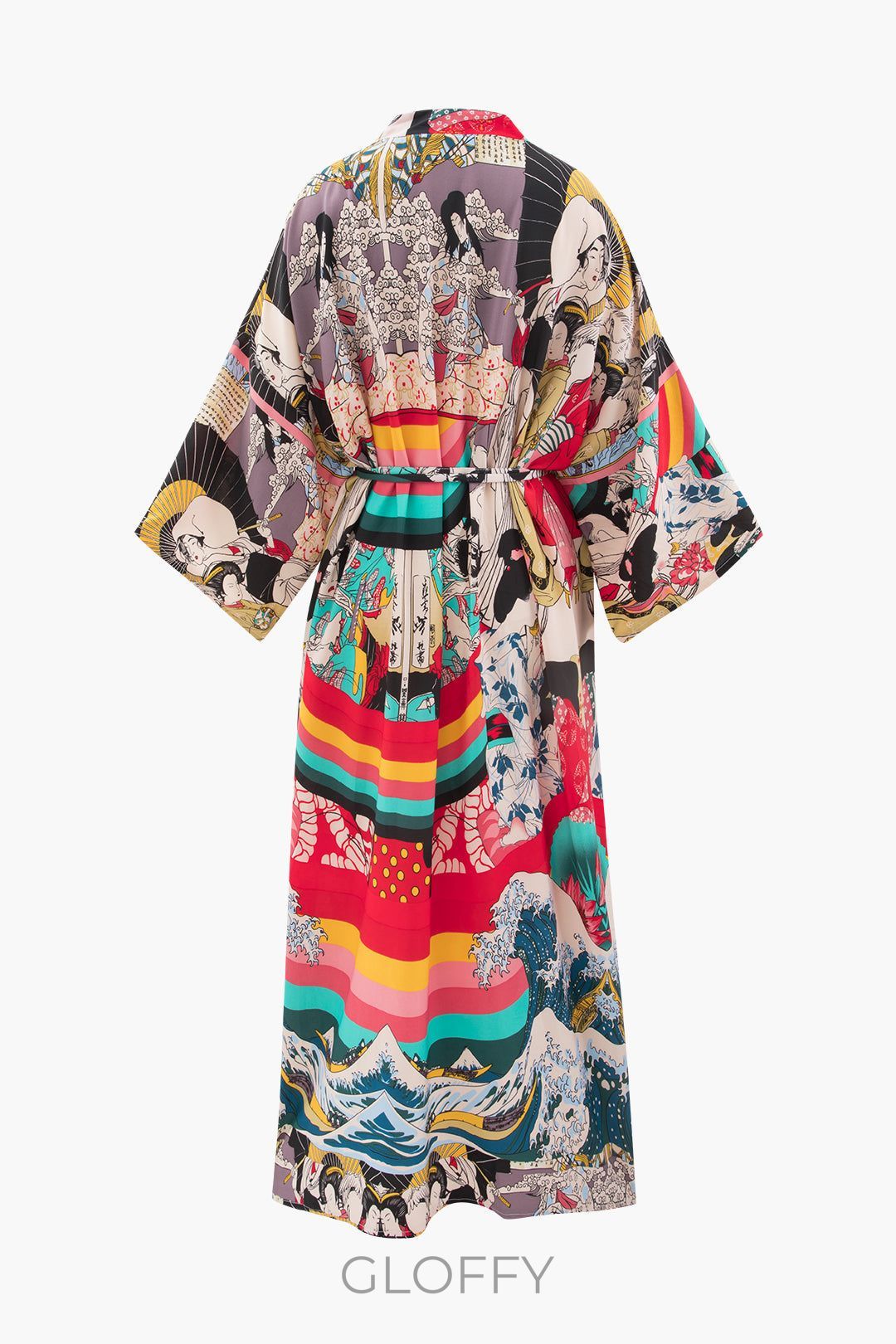 Allover Baskı Kimono Kolu Örtülü