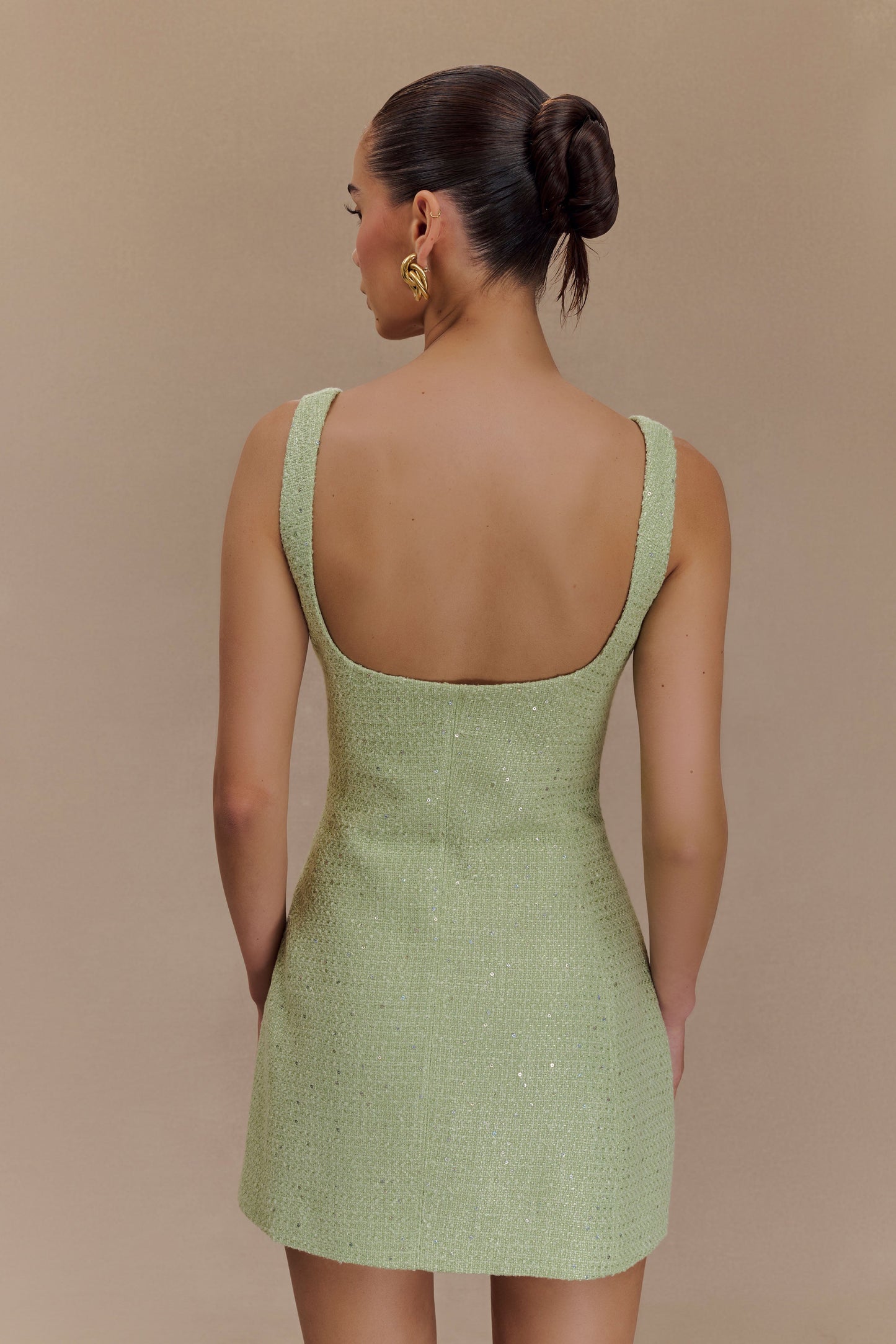 ROF Beth Tüvit Mini Elbise - Pastel Yeşil