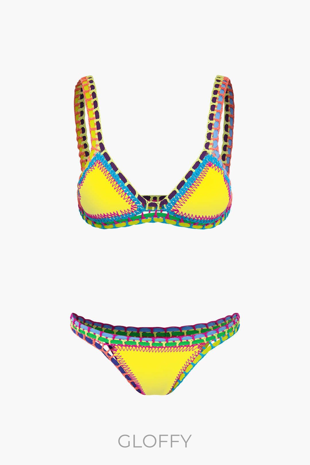 Kontrast Tığ Desenli Bikini Seti