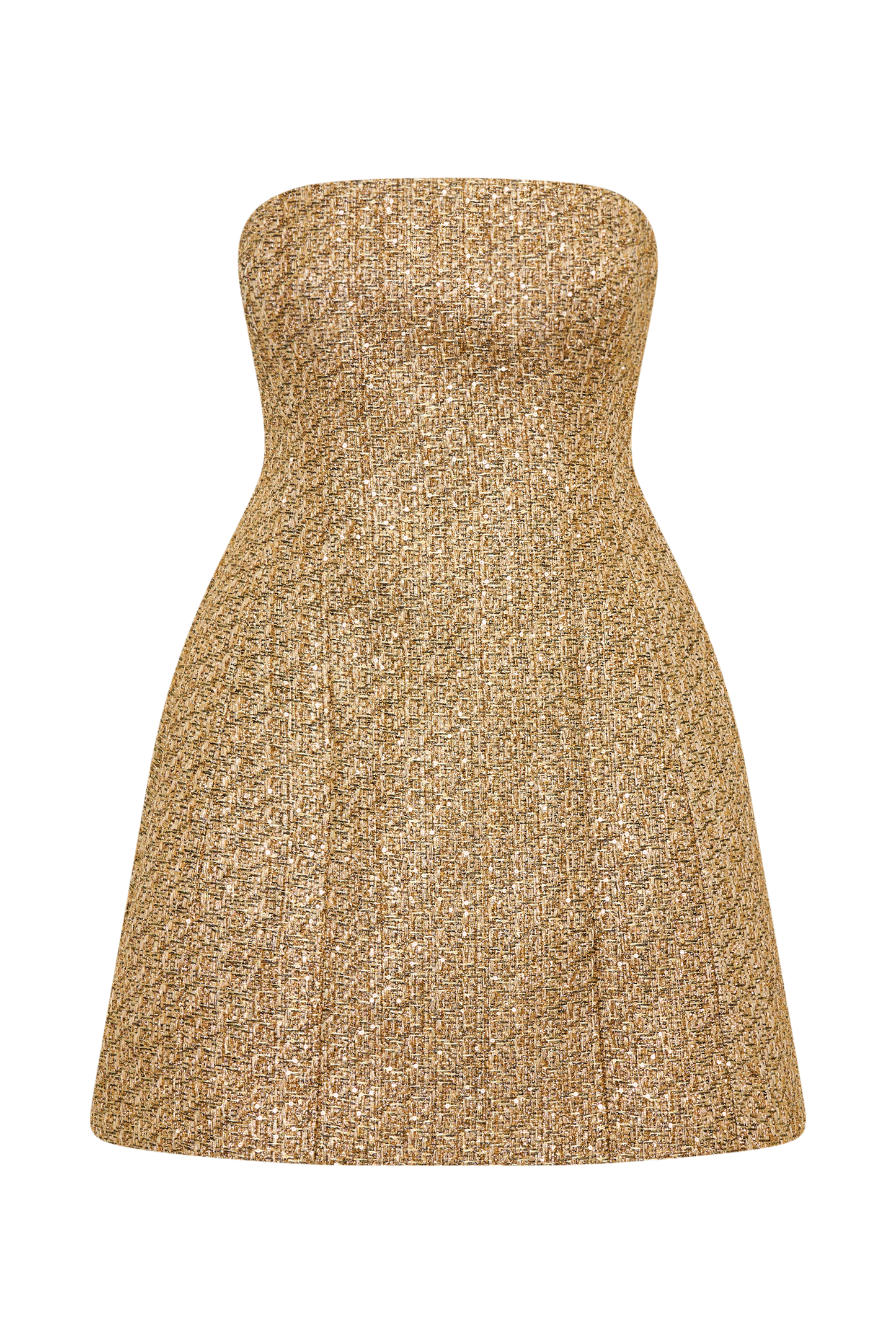 ROF Gala Straplez Tüvit Mini Elbise - Gold