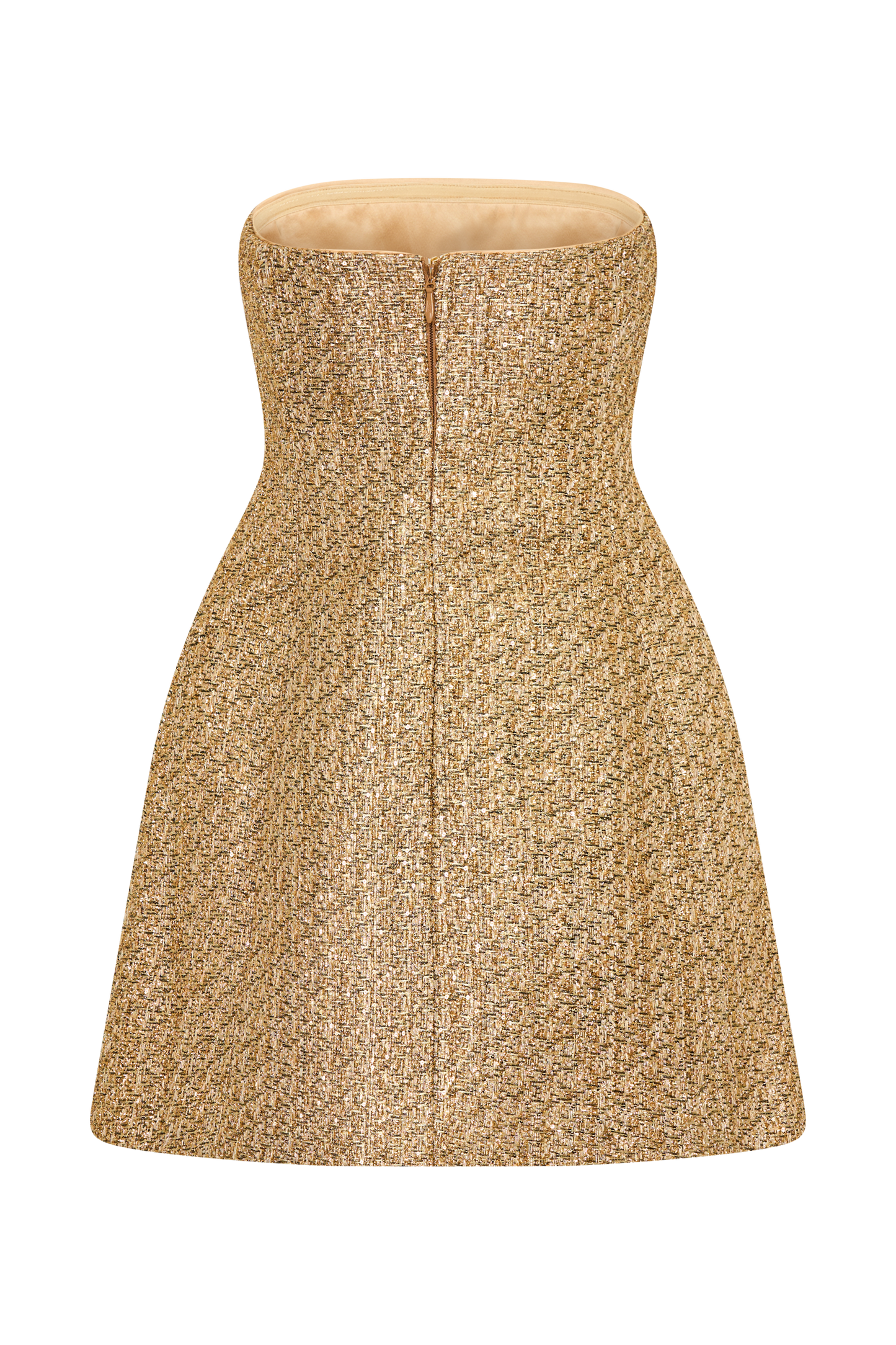ROF Gala Straplez Tüvit Mini Elbise - Gold