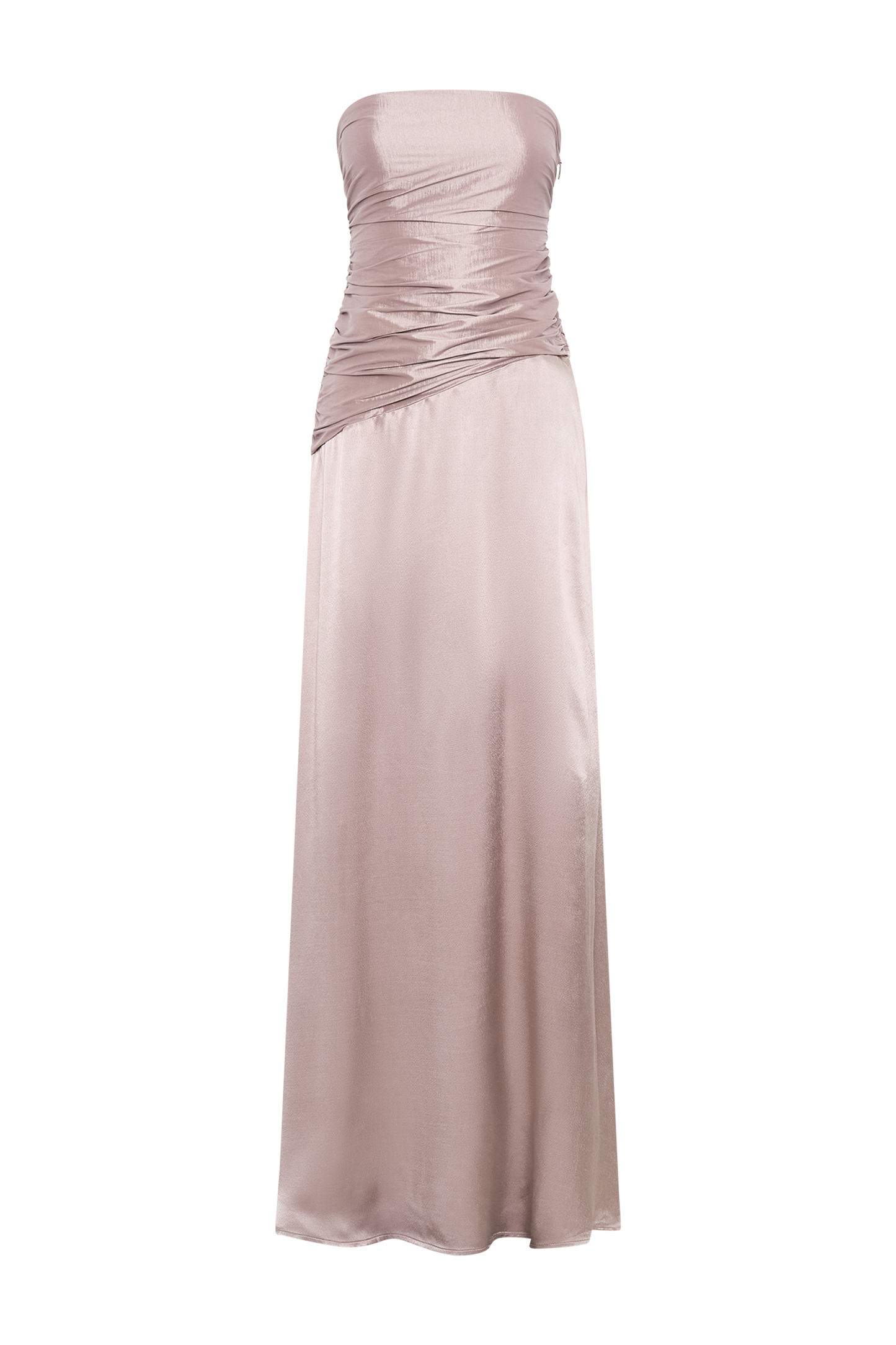ROF Serena Straplez Tafta Maxi Elbise - Bronz Taupe