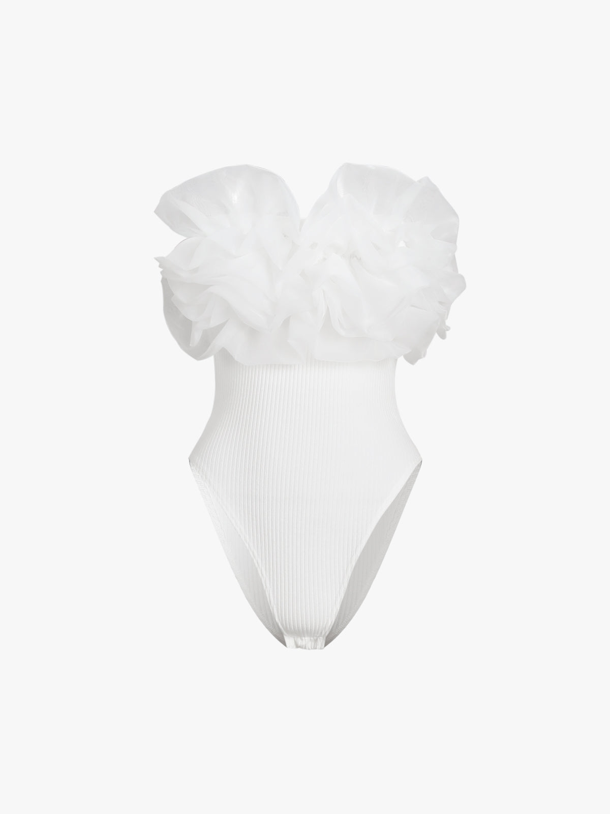 Fırfırlı Patchwork Örme Kolsuz Bodysuit Shine Aura