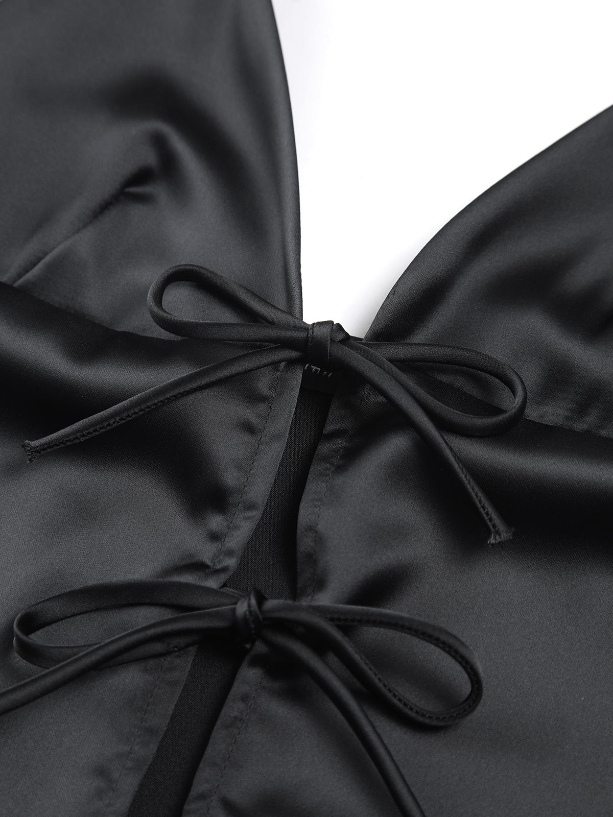 Chic Bow Satin Adjustable Straps Cami Top Shine Aura