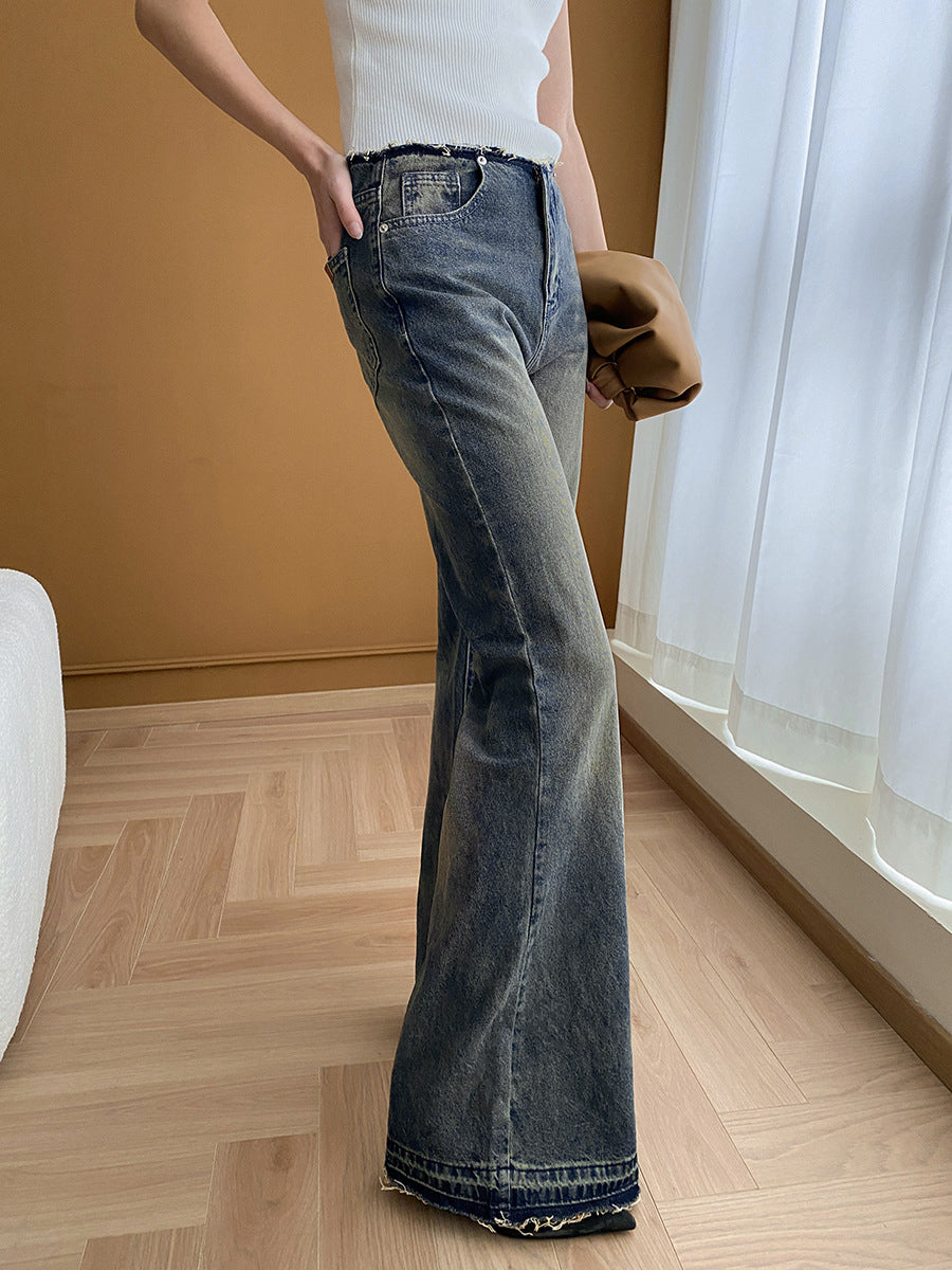 Vintage Denim İspanyol Paça Kot Shine Aura