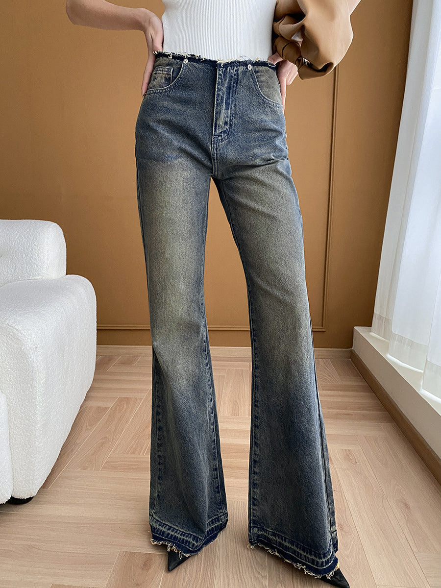 Vintage Denim İspanyol Paça Kot Shine Aura