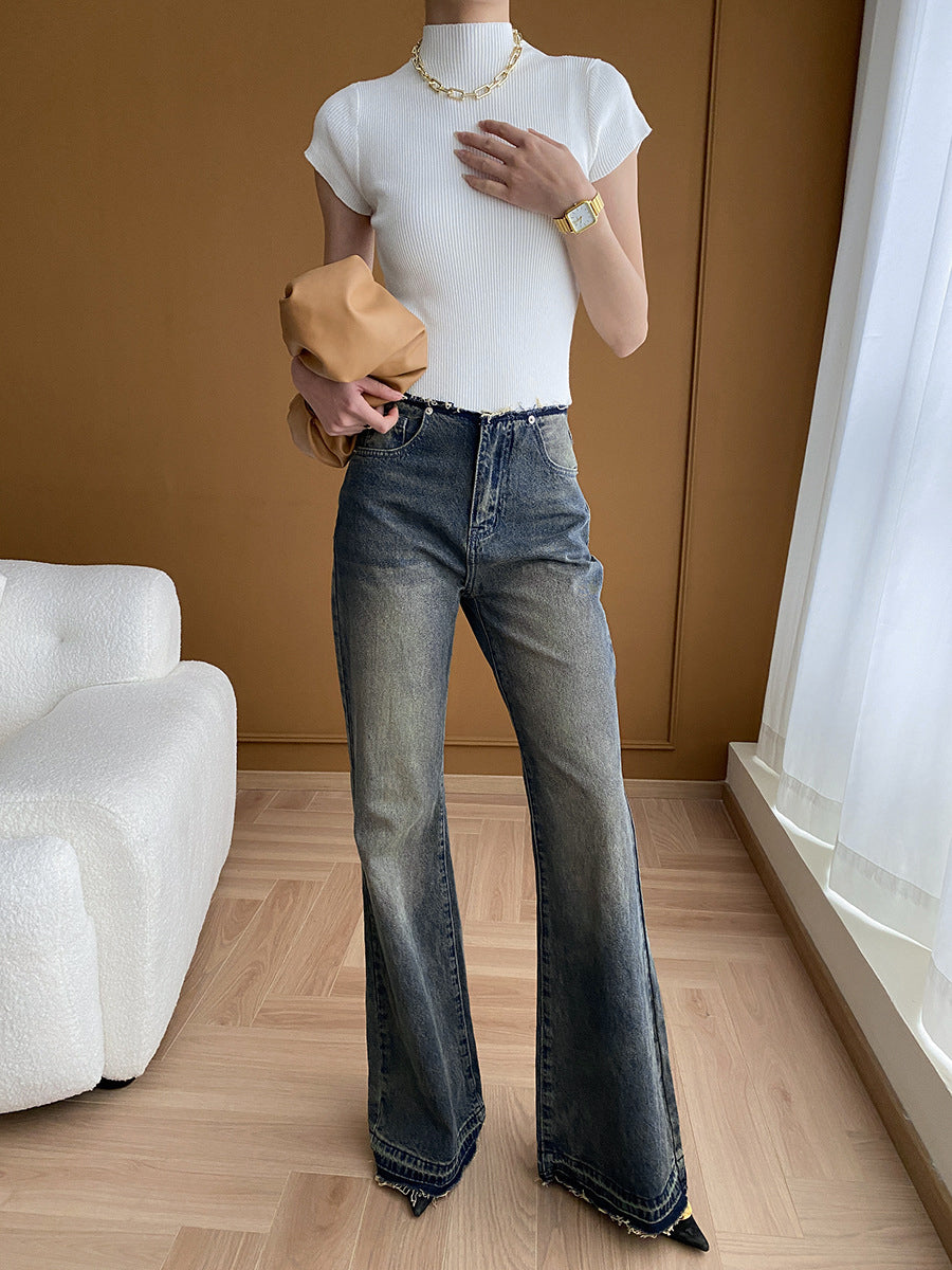 Vintage Denim İspanyol Paça Kot Shine Aura