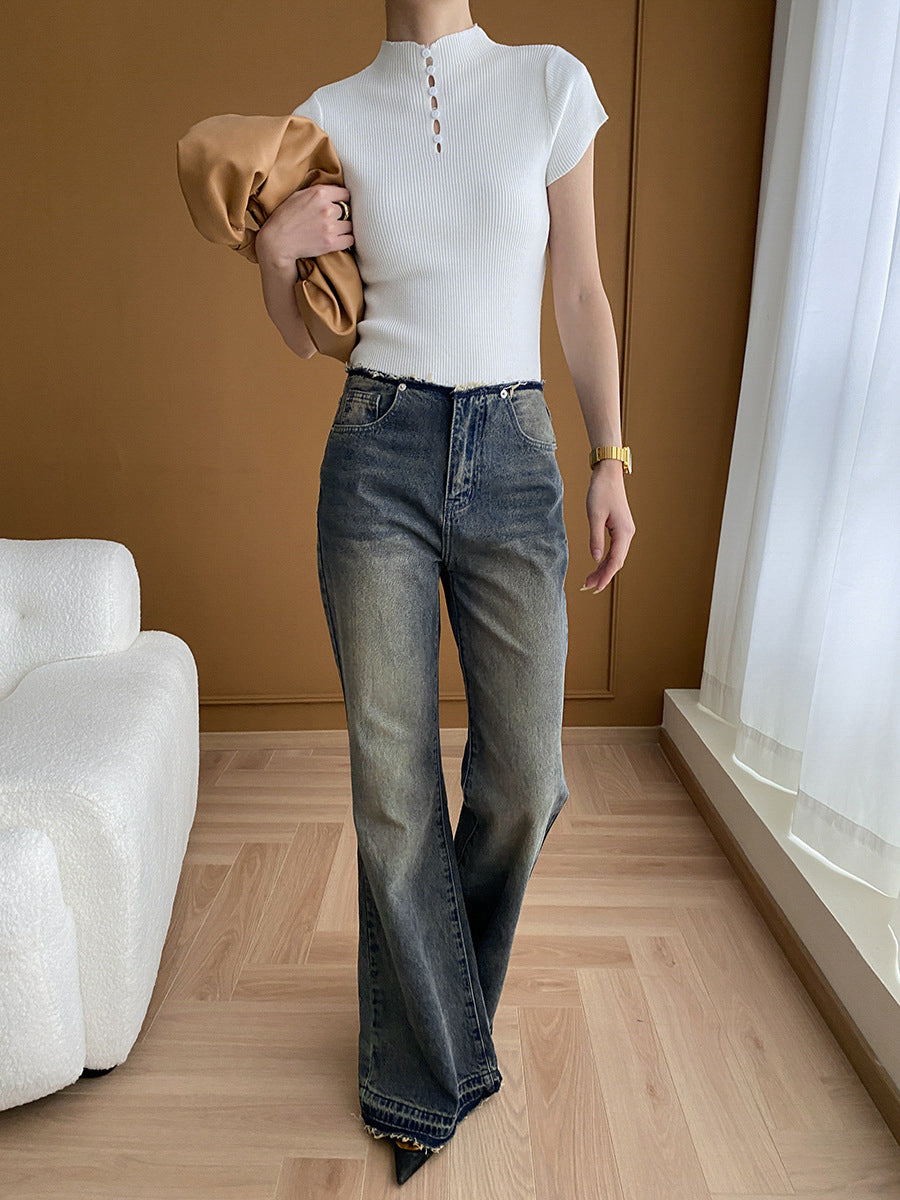 Vintage Denim İspanyol Paça Kot Shine Aura