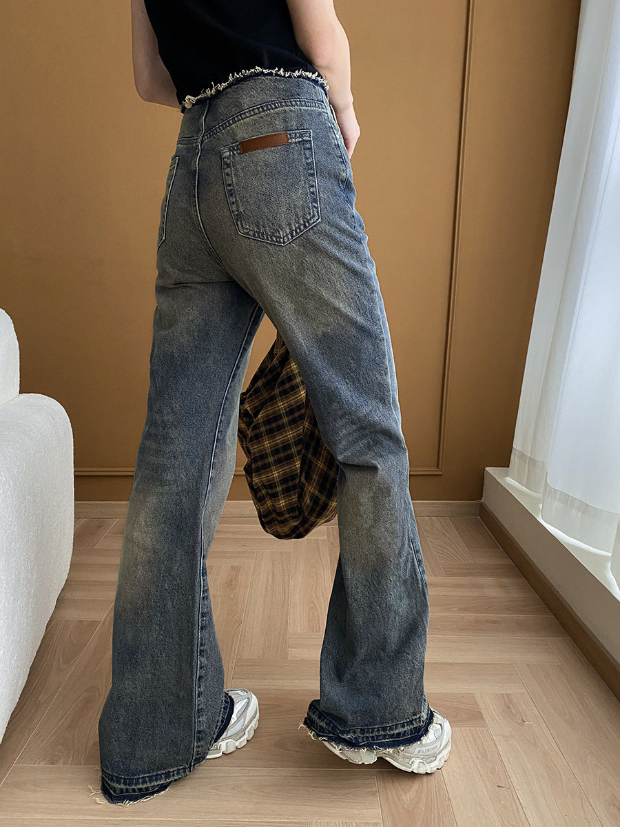 Vintage Denim İspanyol Paça Kot Shine Aura