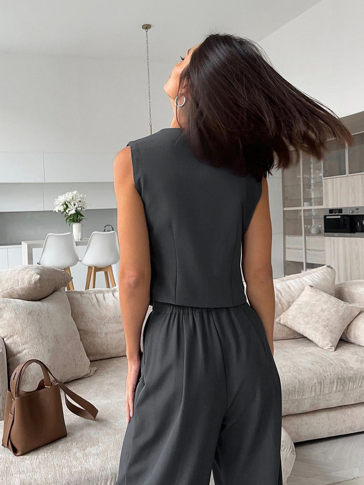 Minimalism Tailored Solid Waistcoat Shine Aura