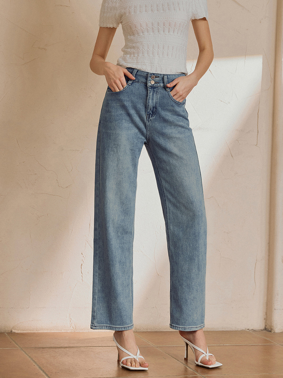 Cepli Düz Paça Denim Kot Shine Aura