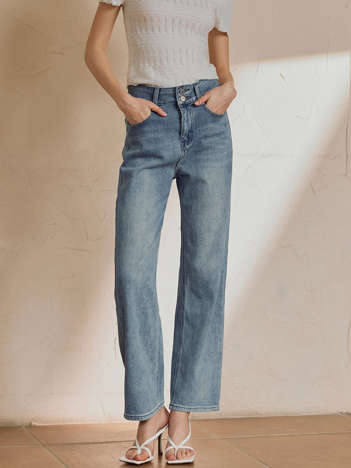 Cepli Düz Paça Denim Kot Shine Aura
