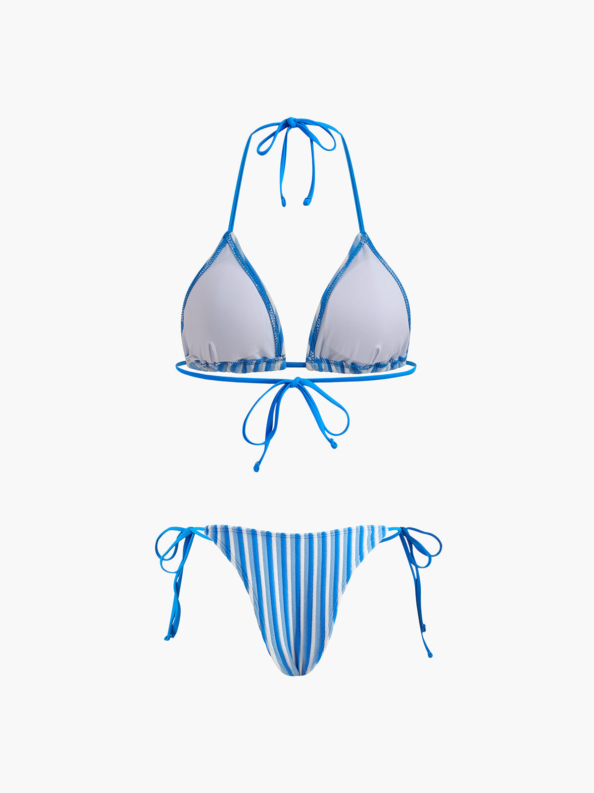 Halter Üçgen Çizgili Bikini Takımı Shine Aura