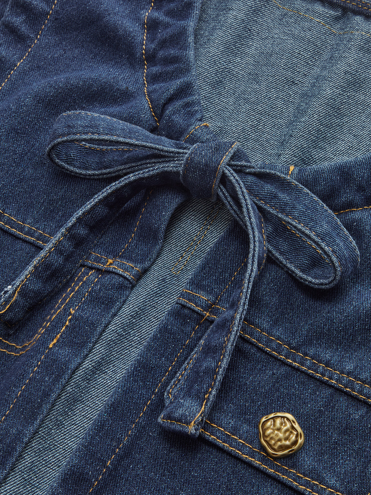 Denim Tie-Front Tank Top Shine Aura