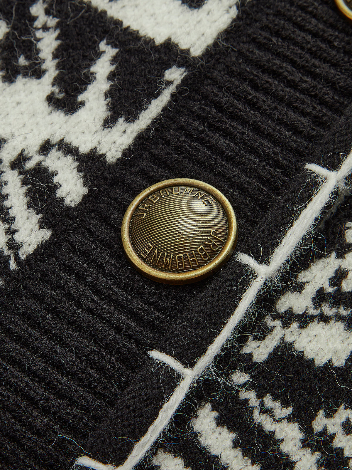 Vintage Printed Oversize Knit Outwear Shine Aura
