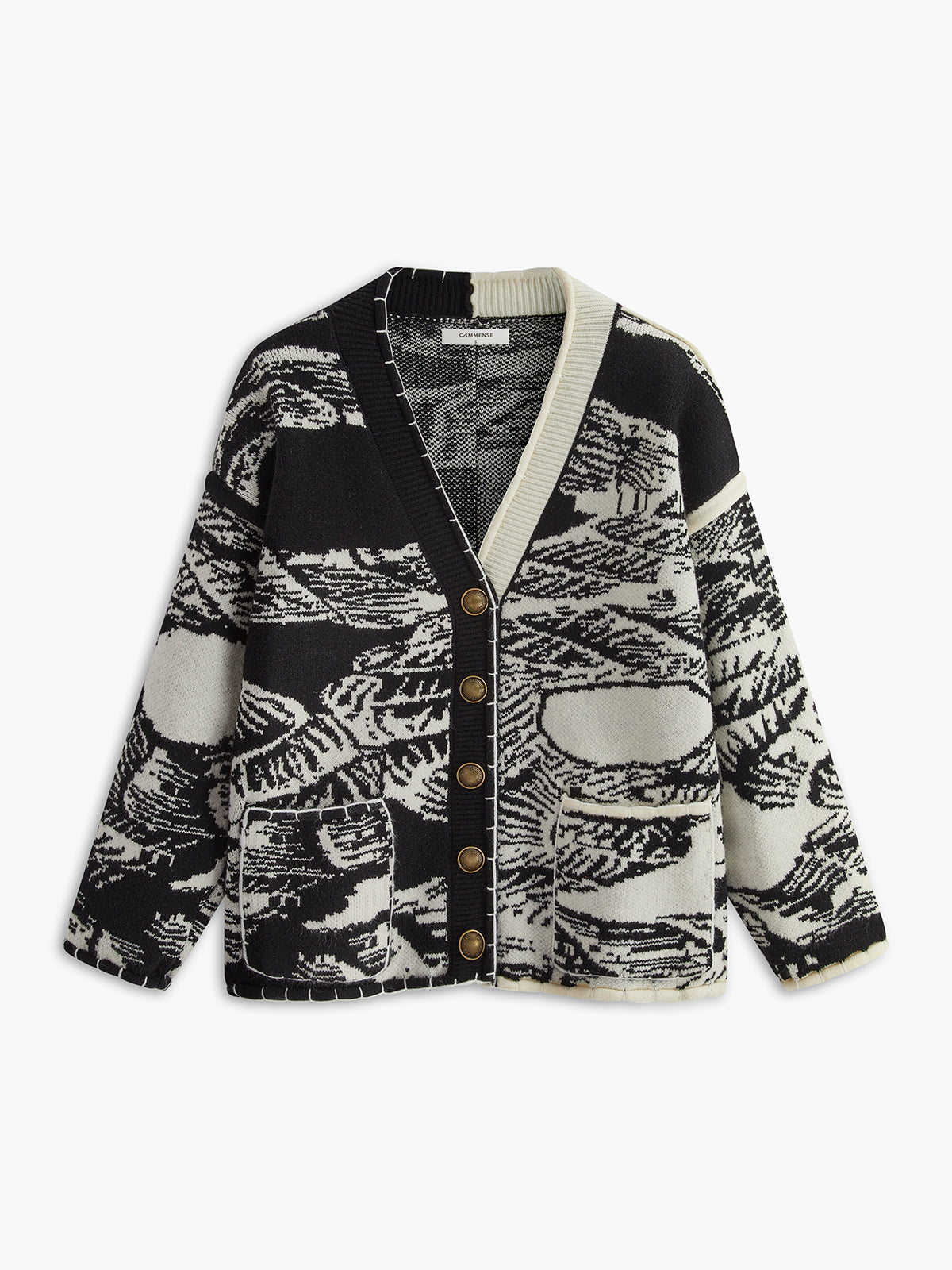 Vintage Printed Oversize Knit Outwear Shine Aura
