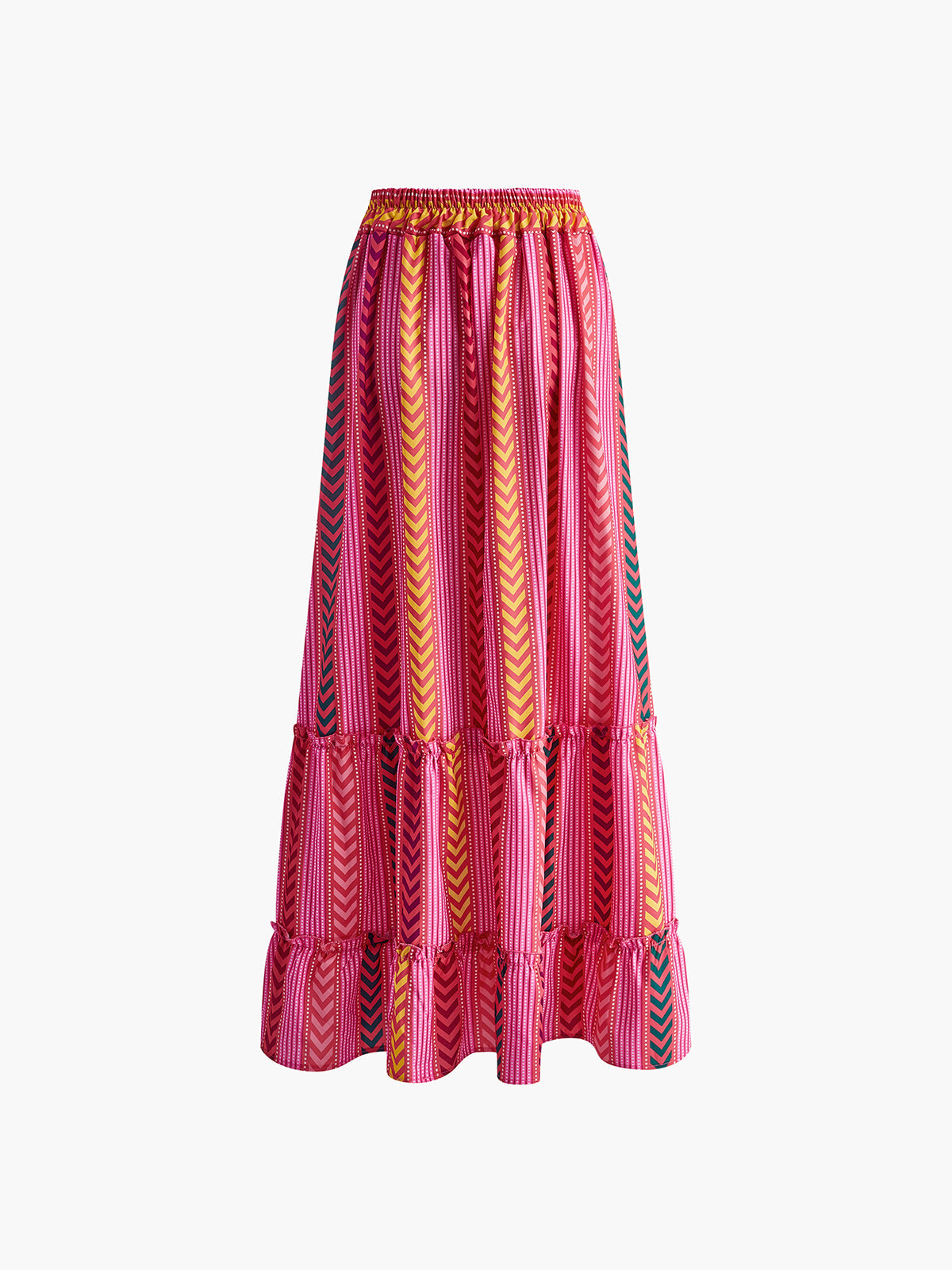 Boho Baskılı İpli Fırfırlı Etek Shine Aura