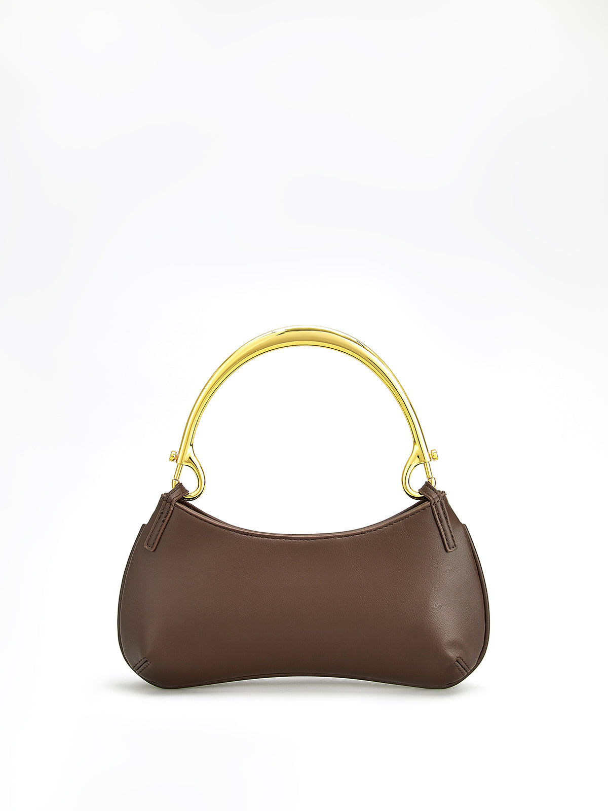 Metal-Handle Zipper Armpit Bag Shine Aura