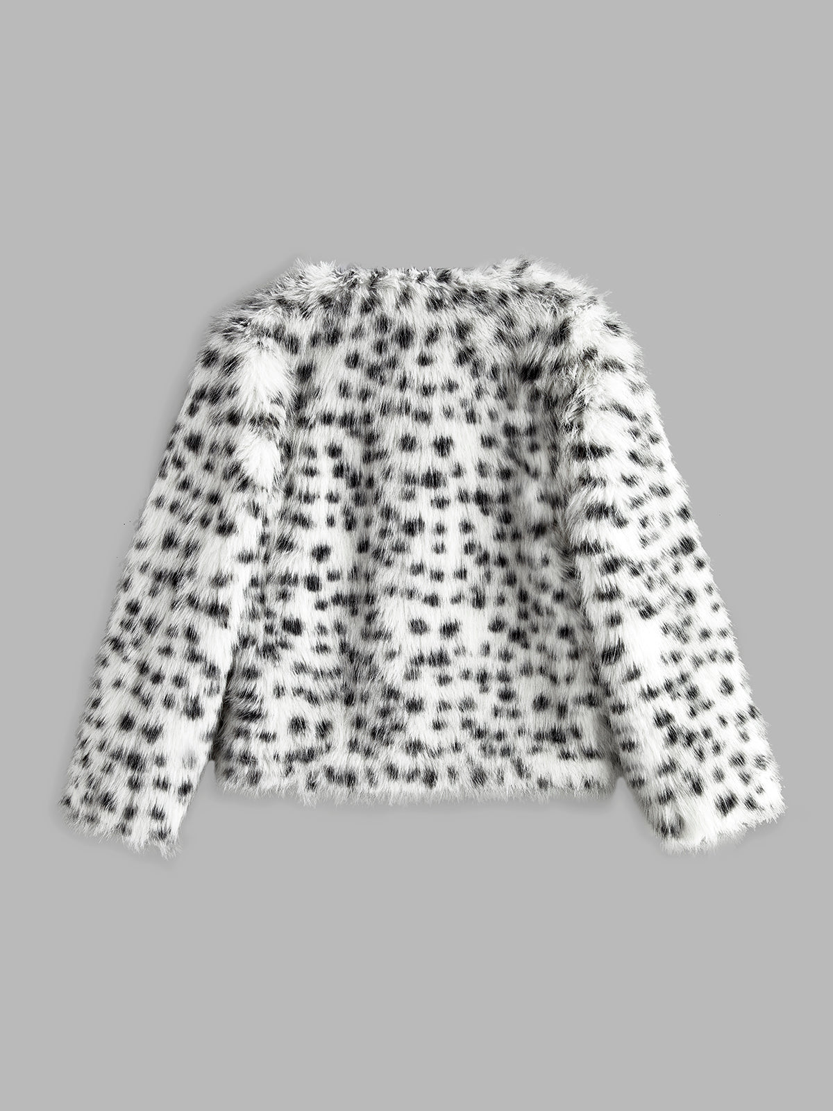 Contrasting Dot Patterned Faux Fur Jacket