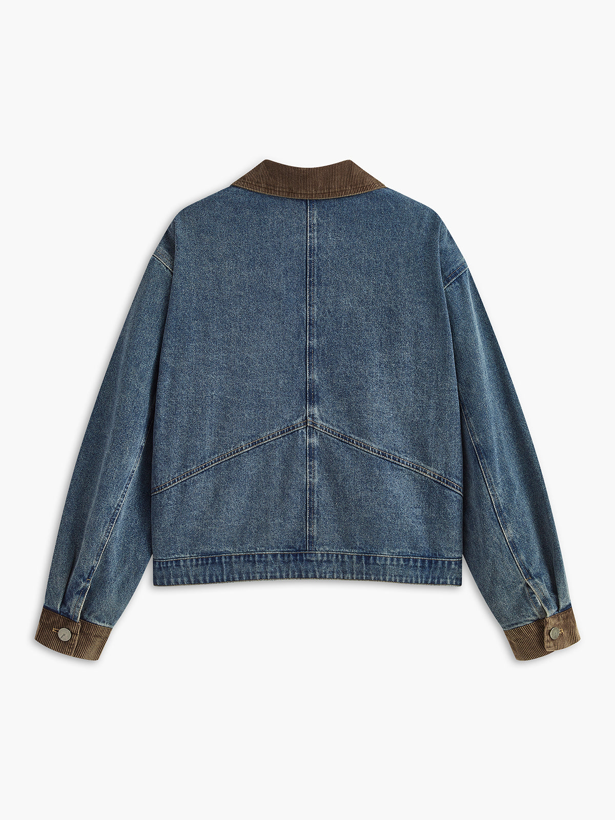 Kontrast Yaka Piping Jean Ceket