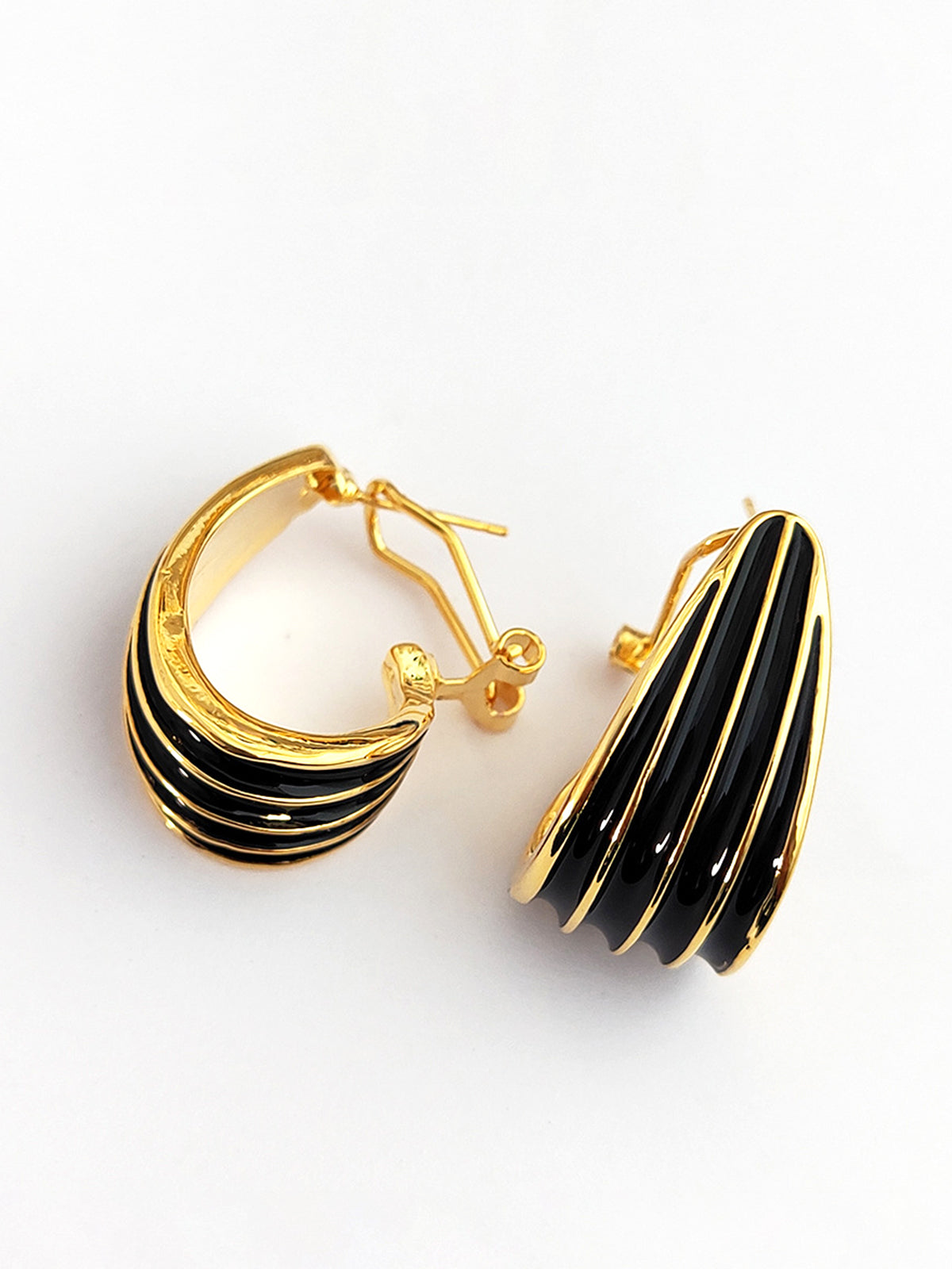 Contrasting Striped Hoop Earrings
