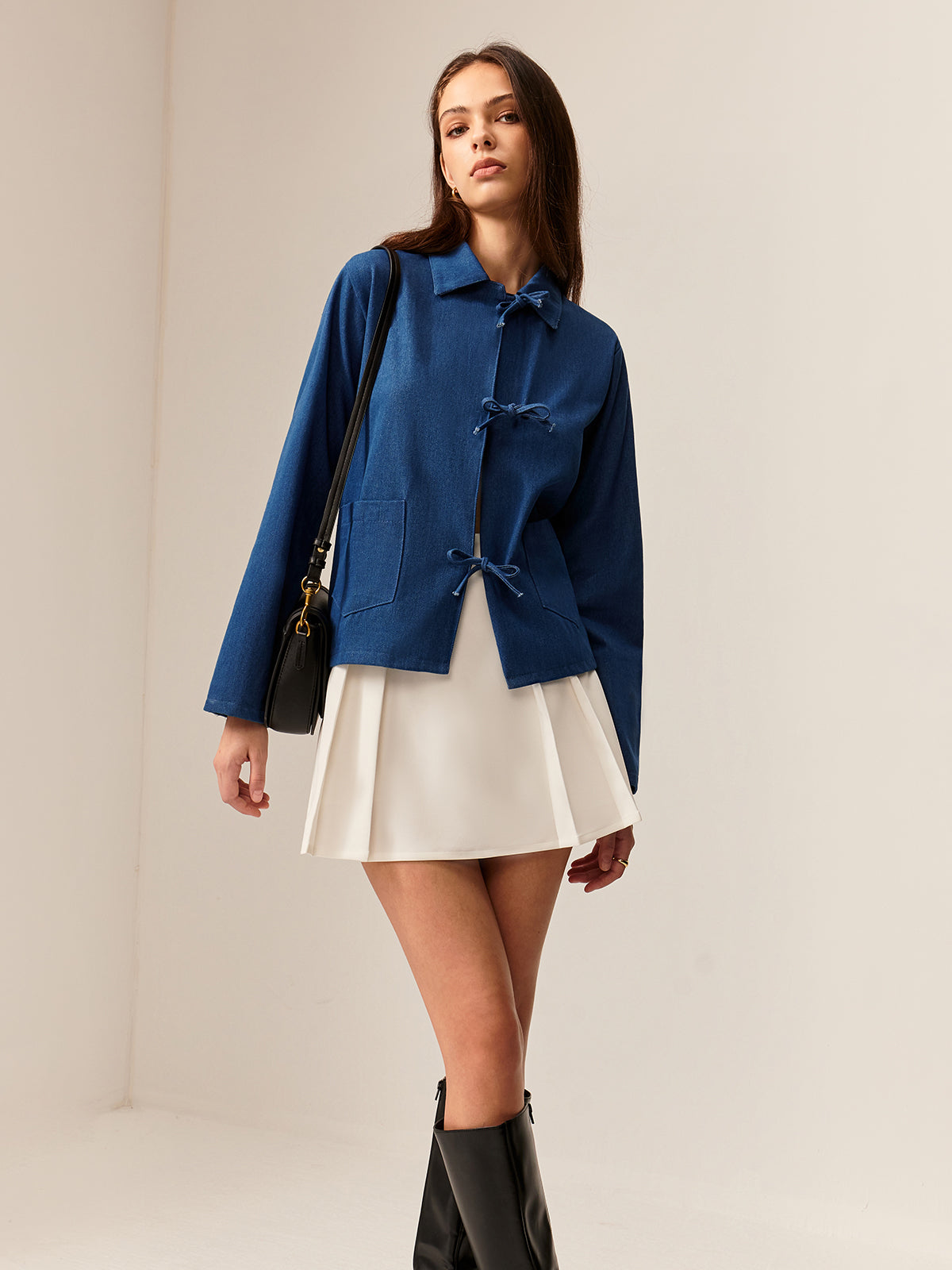 Bağcıklı Yumuşak Denim Bluz