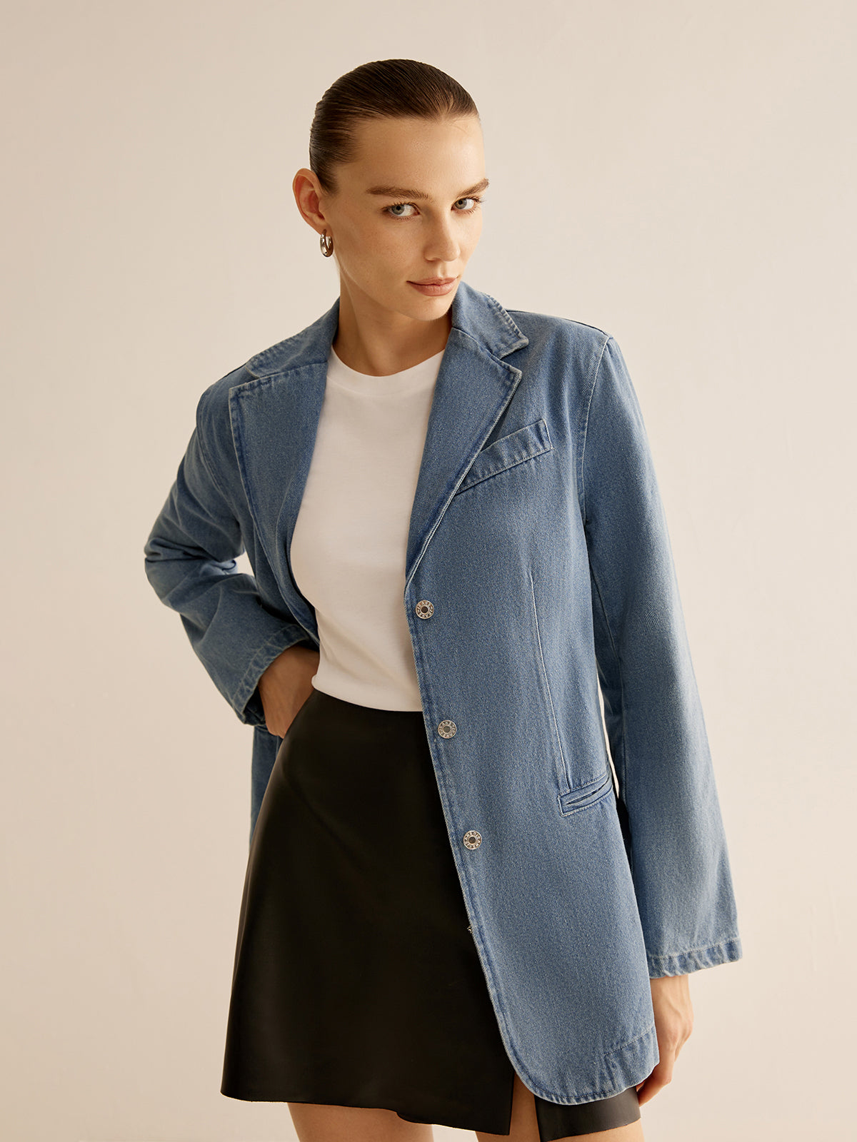 Minimalist Yıkanmış Kot Ceket Shine Aura