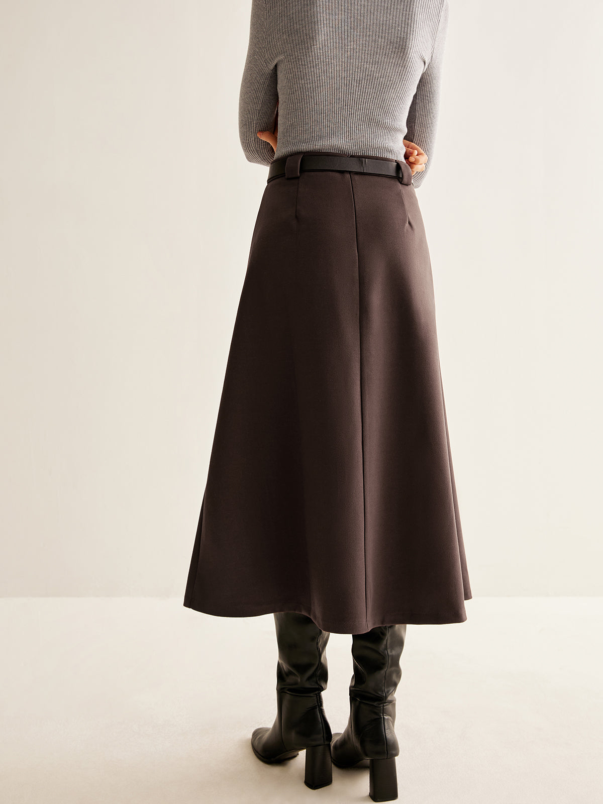 Utility Pleated Belted Skirt Shine Aura