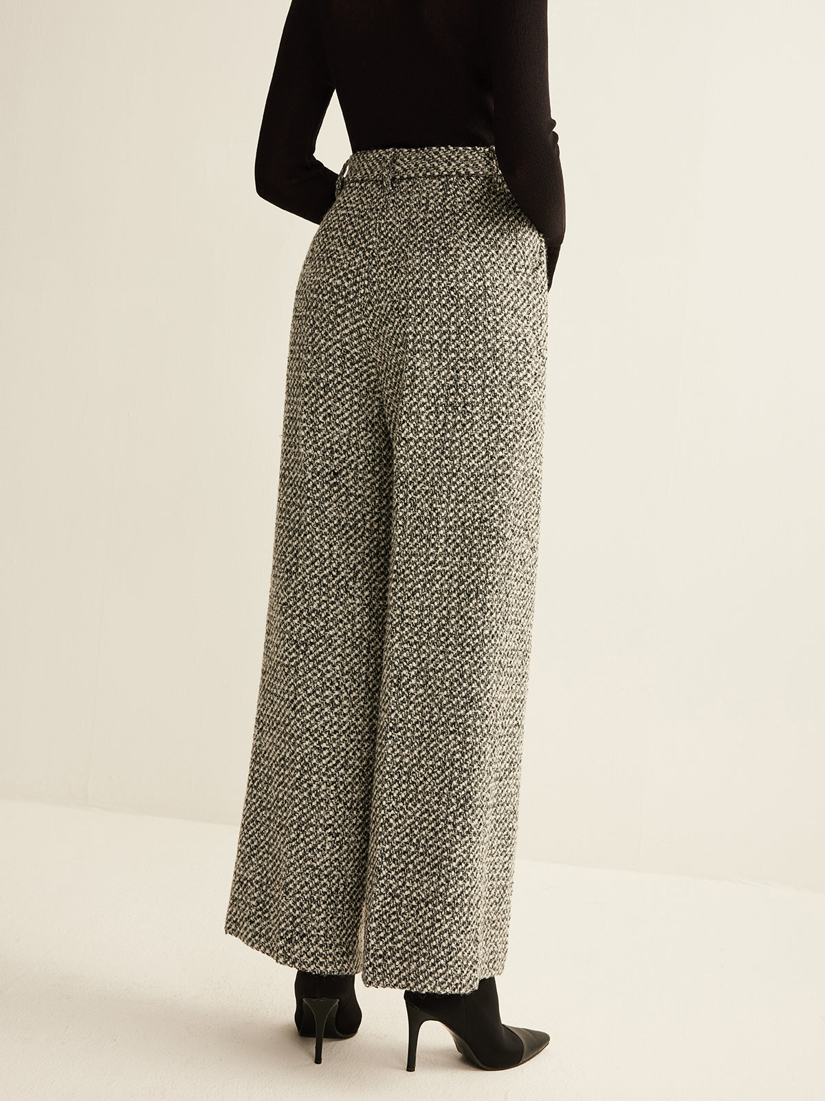 Wool-Blend Tweed Pants Shine Aura