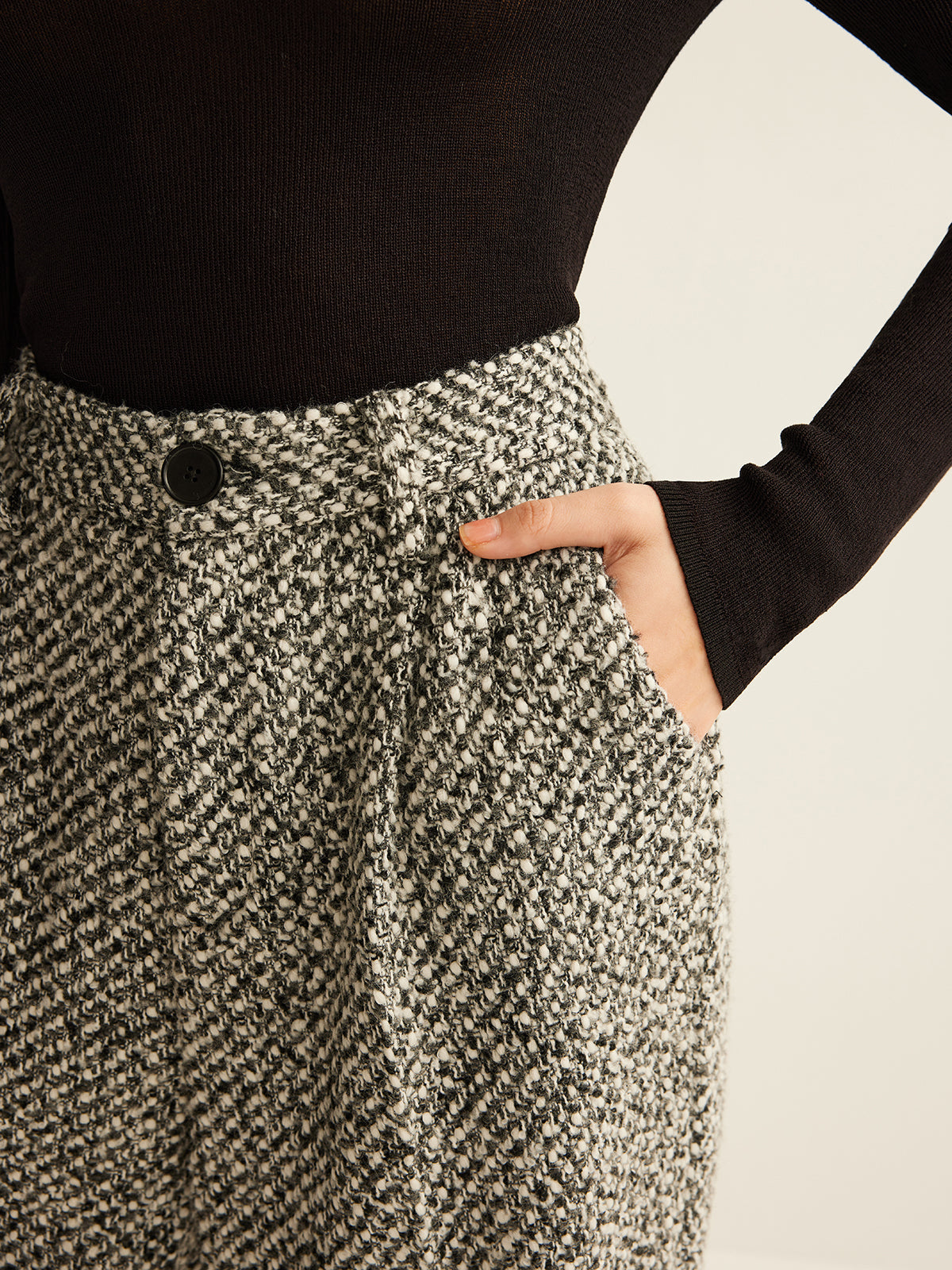 Wool-Blend Tweed Pants Shine Aura