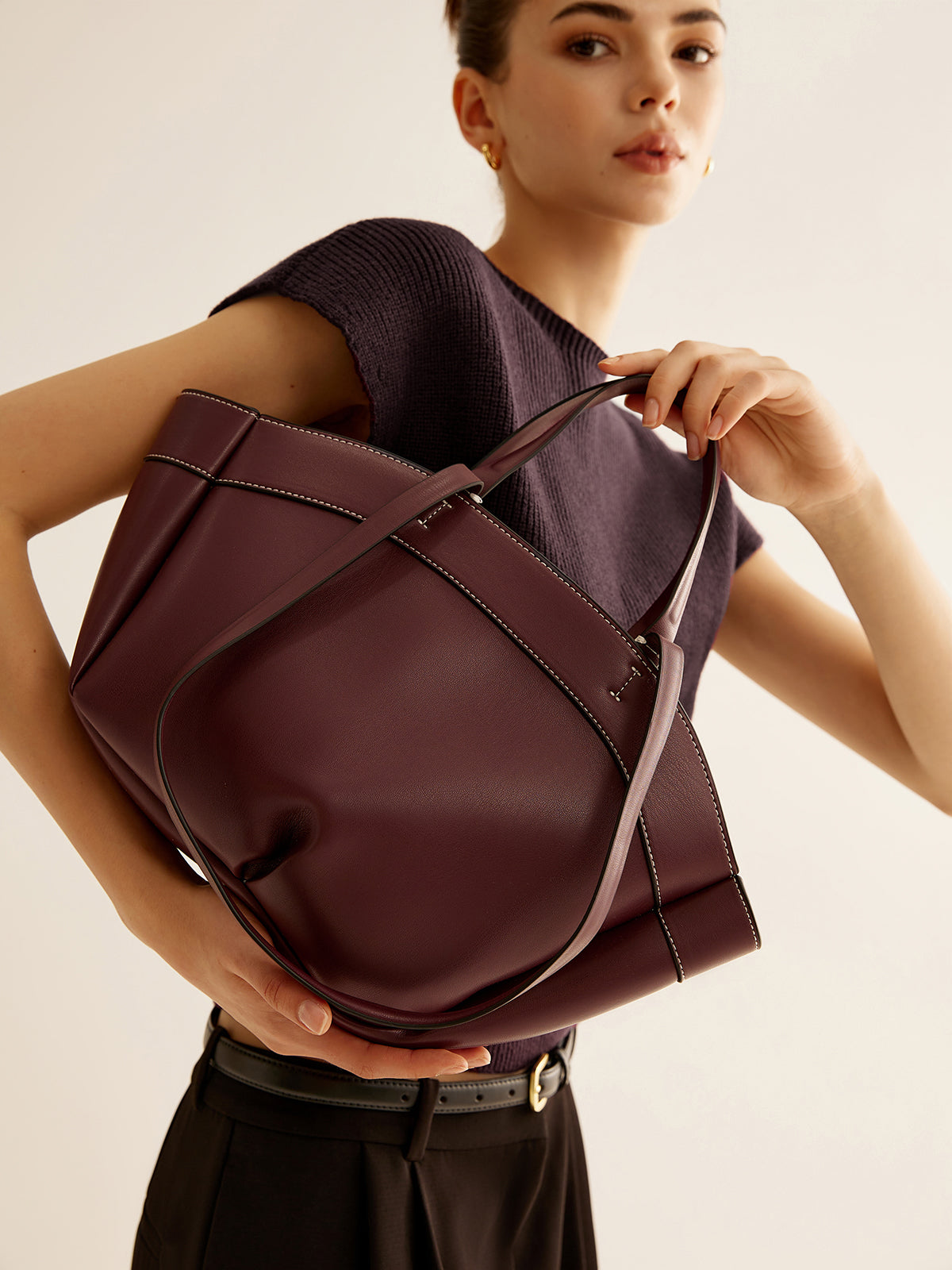 Large Capacity Top Handle Basket Bag Shine Aura