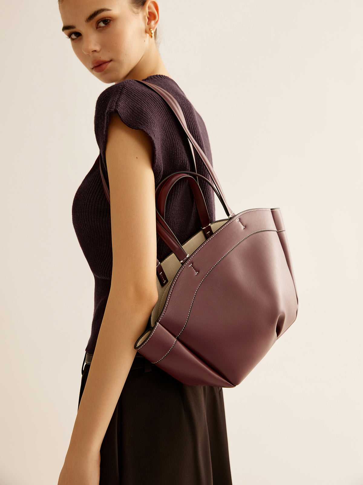 Large Capacity Top Handle Basket Bag Shine Aura