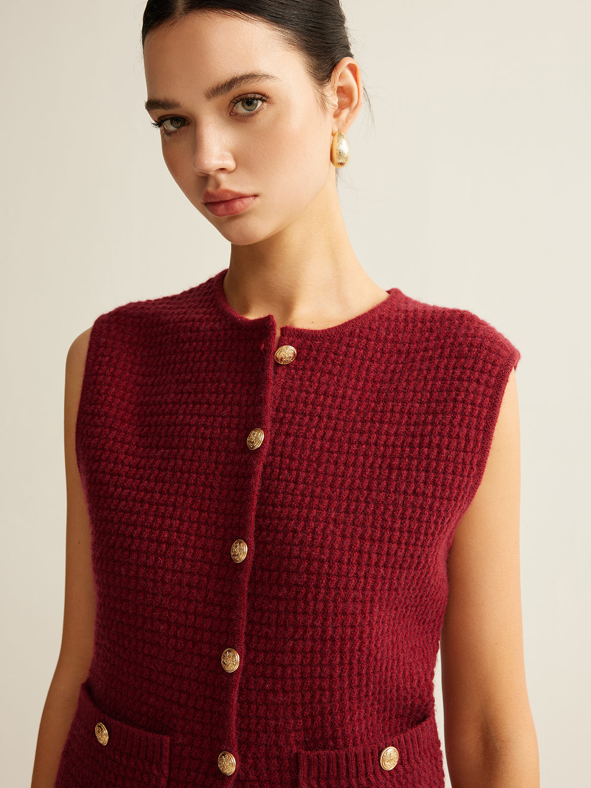 Button Down Cozy Sweater Vest Shine Aura