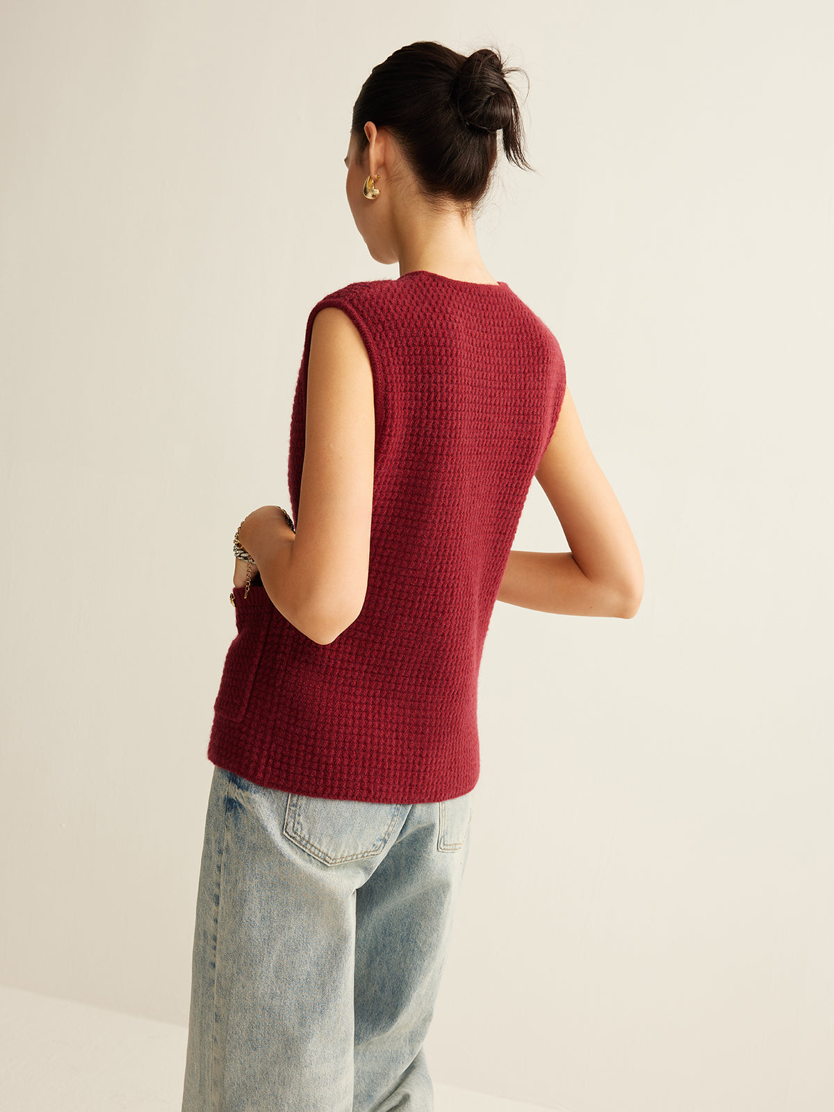 Button Down Cozy Sweater Vest Shine Aura
