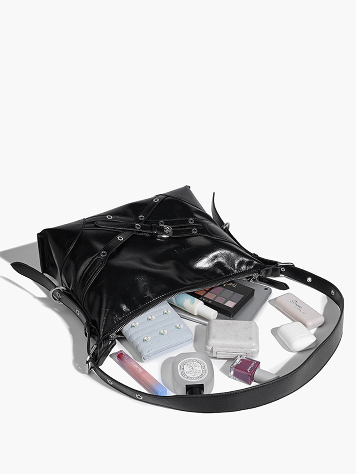 Adjustable Strap Zipper Tote Bag Shine Aura