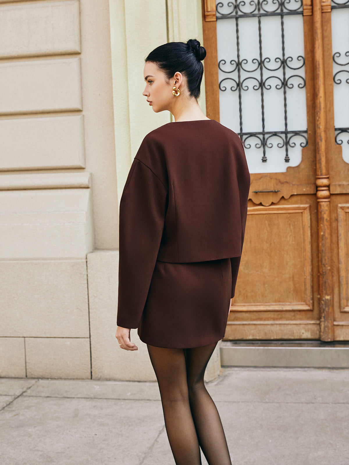 Retro Balon Kol Kısa Ceket Shine Aura