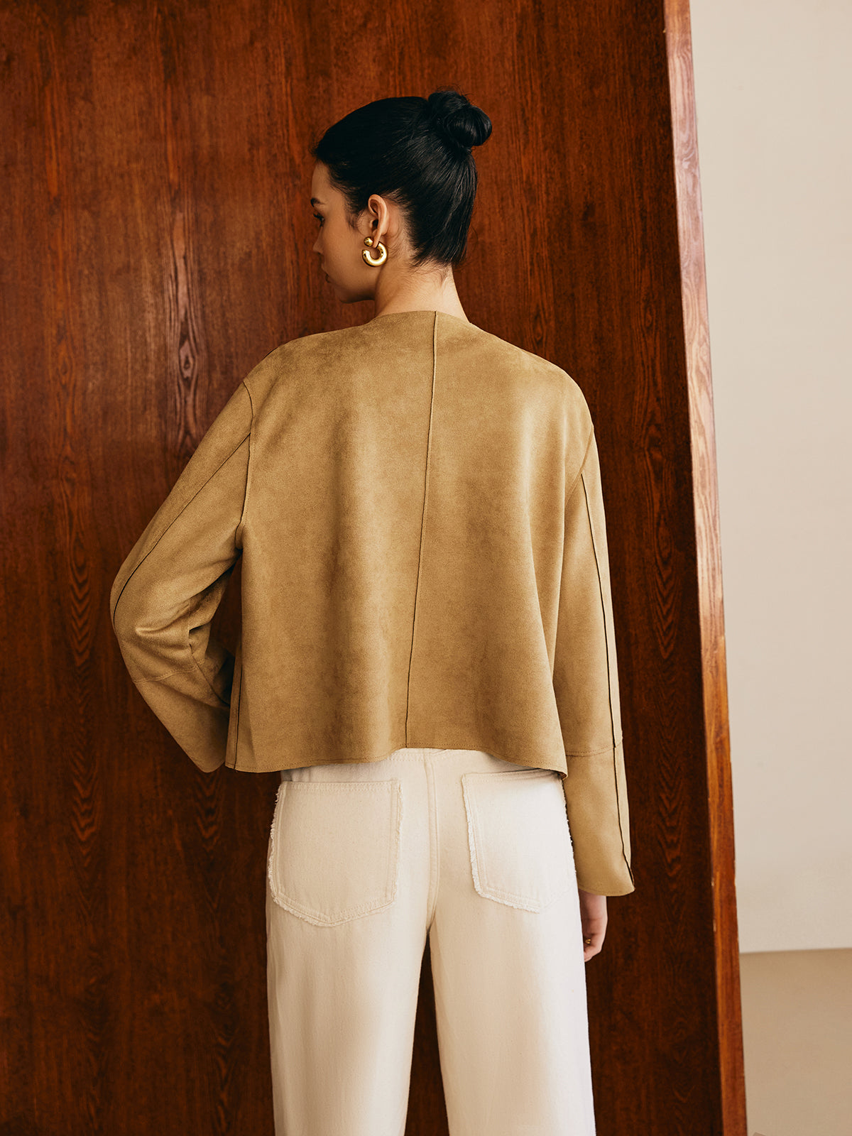 Büyük Cepli Süet Ceket Shine Aura