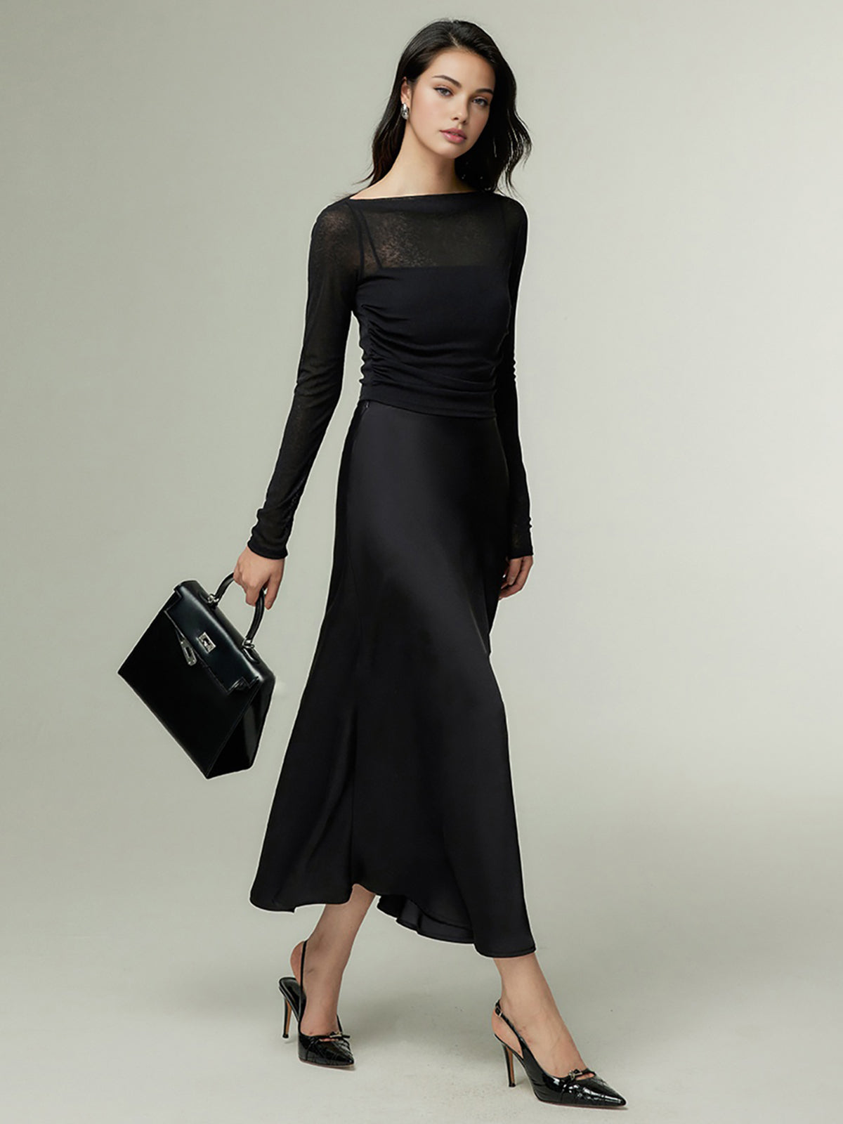 Straight Neck Skinny Jersey Top