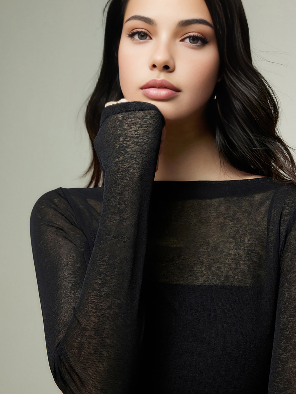 Straight Neck Skinny Jersey Top