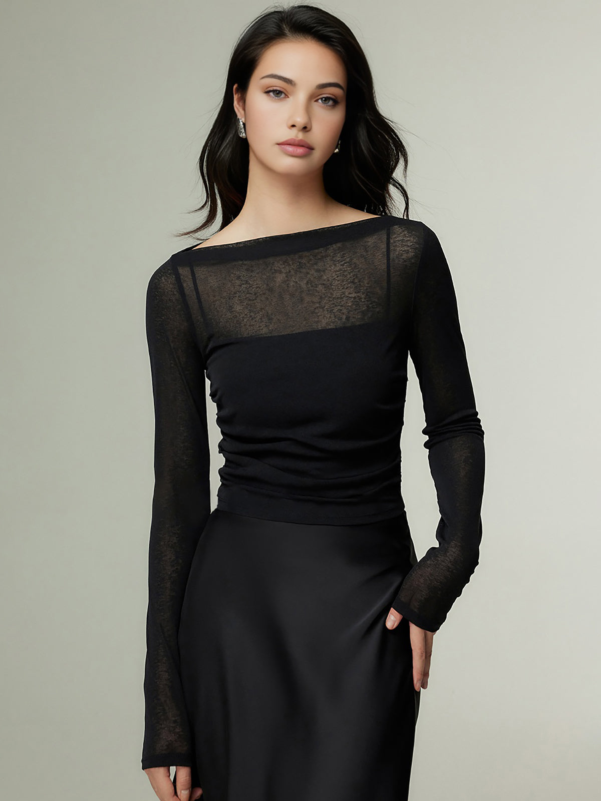 Straight Neck Skinny Jersey Top
