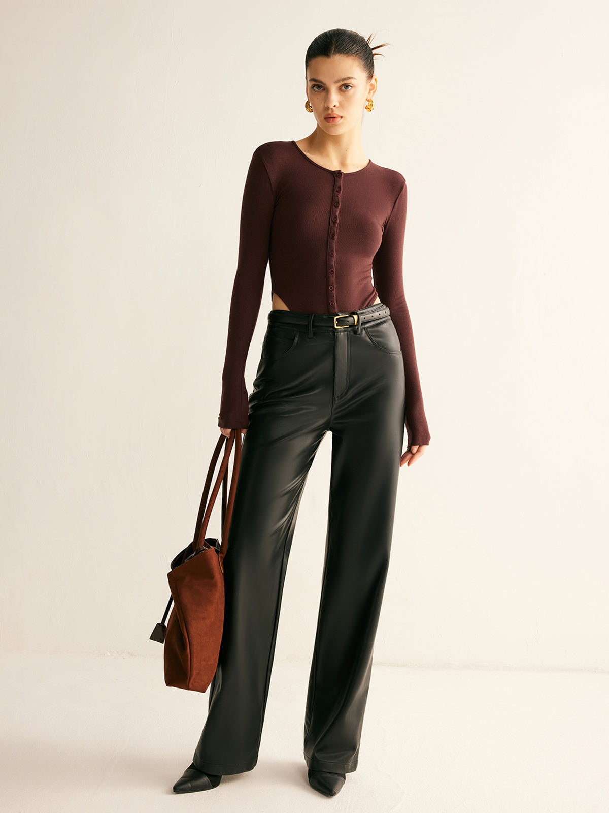 Düğmeli Jarse Bodysuit Shine Aura