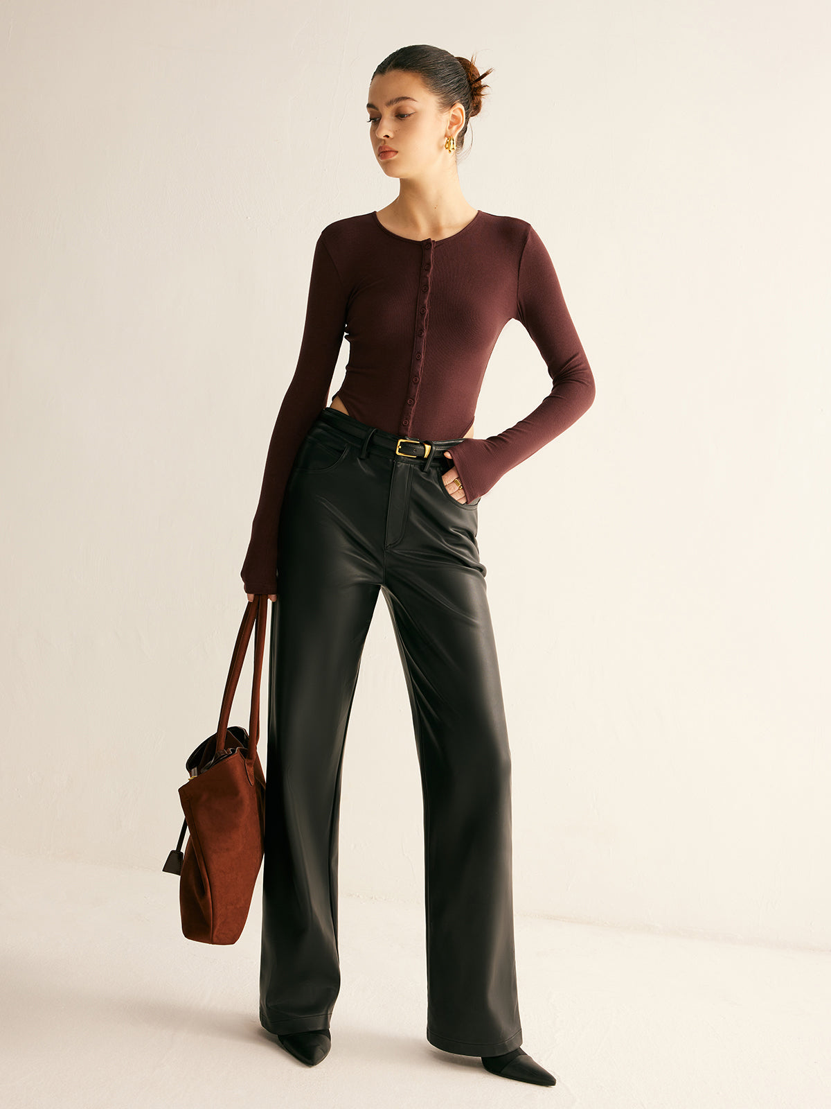 Düğmeli Jarse Bodysuit Shine Aura