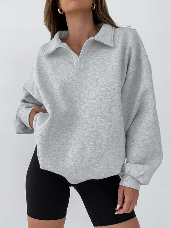 Minimalist Plain Polo Sweatshirt Shine Aura