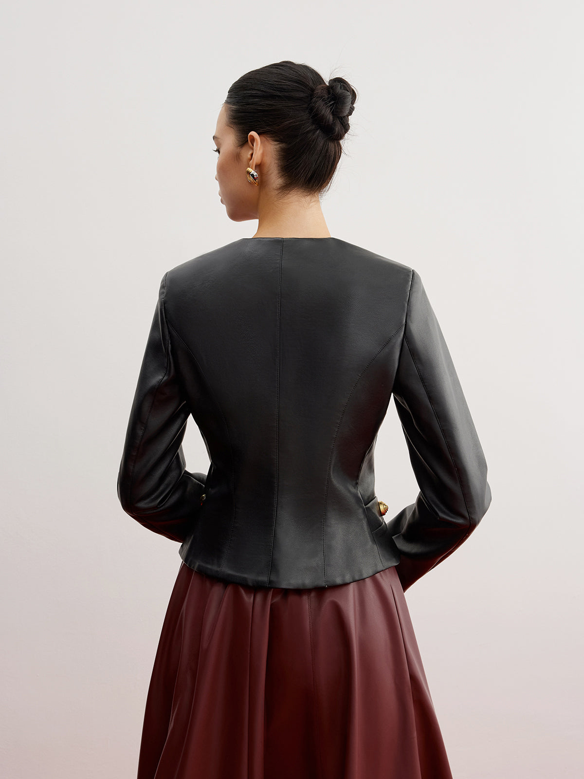 Sade Suni Deri Slim Ceket Shine Aura