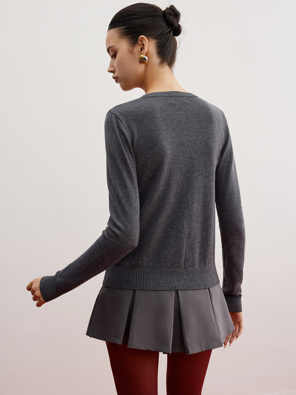 İnce Kaban İpeksi Desenli Düğmeli Shine Aura