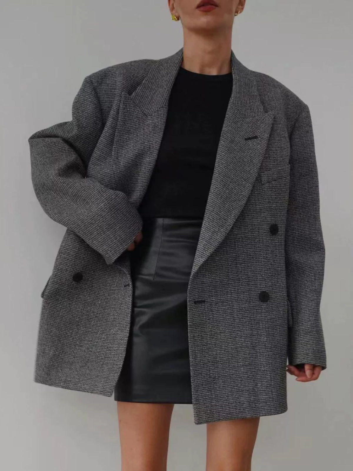 Yün Karışımlı Ekoseli Kemerli Blazer Shine Aura
