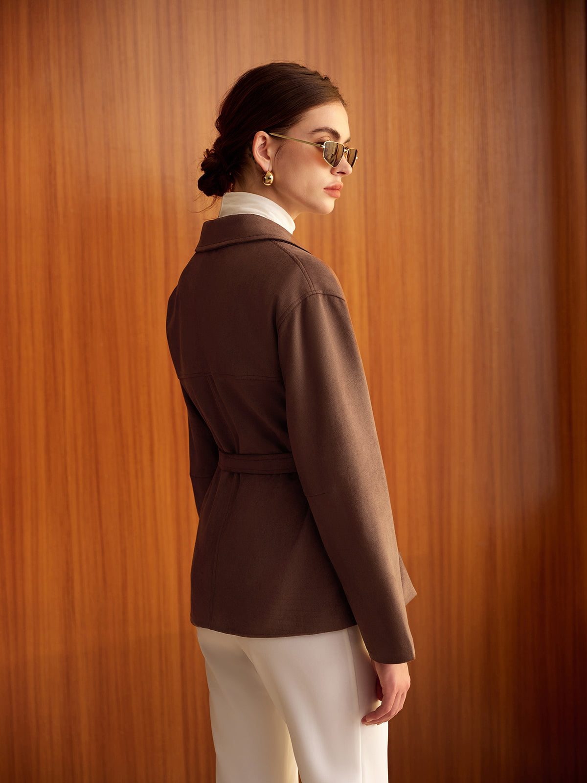 Boheme Kemerli Süet Polo Ceket Shine Aura