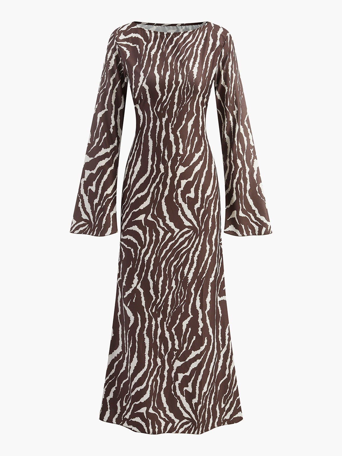 Kumaş Baskılı Bell Sleeve Elbise Shine Aura
