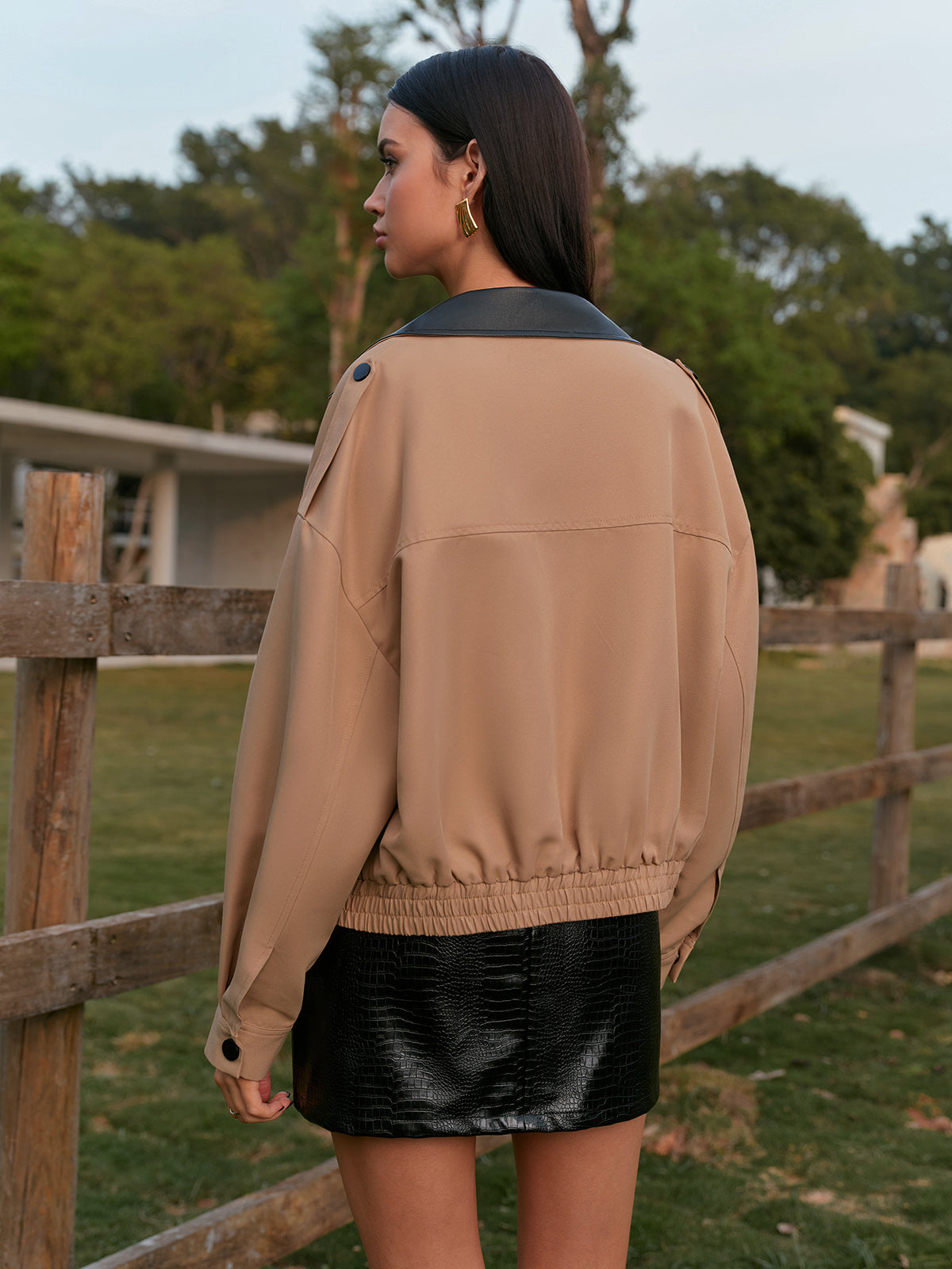 Şık Zıt Yaka Fermuarlı Ceket Shine Aura