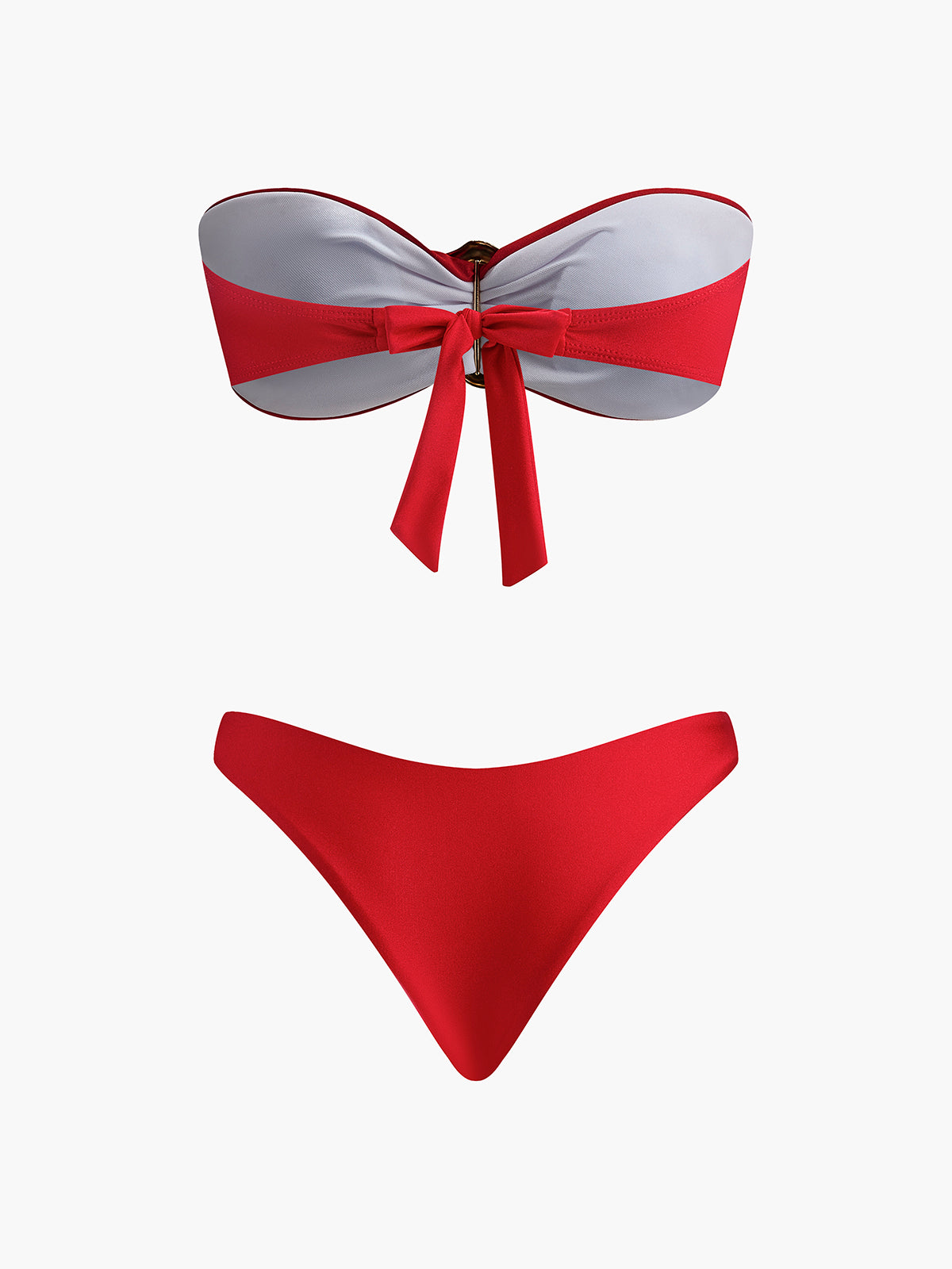 Şık Metal Aksesuarlı Fiyonk Bandeau Bikini Shine Aura